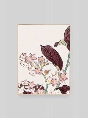 Wood block floral blush timber framed canvas , available for in store click & collect
