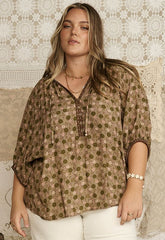Swan Lake Short Sleeve Blouse - Sage