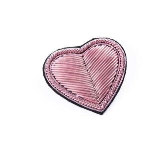 Embroidered patch as a brooch, pink heart