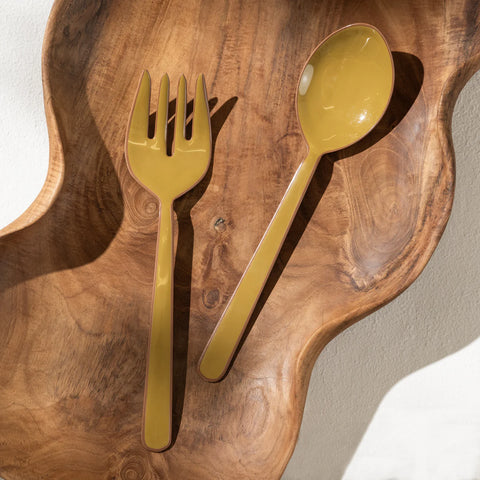 Enamelled salad servers