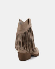 Loretta fringed boots, stone beige