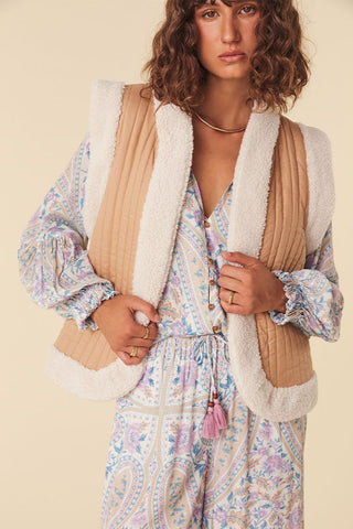 Belladonna Reversible Shearling Vest, Tan