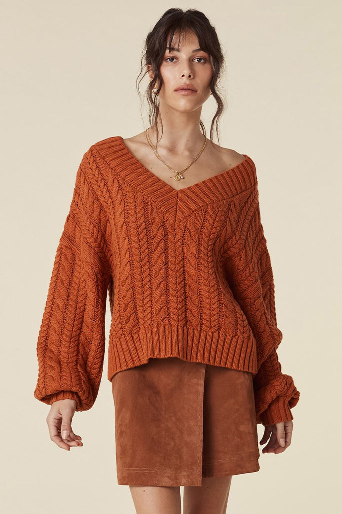 Rolling Hills knit jumper, Copper