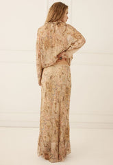 Damask ruffle midi skirt, chai