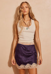 Lasiandra Lace mini skirt, deep violet