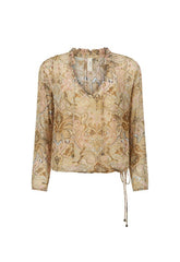 Damask long sleeve blouse, chai