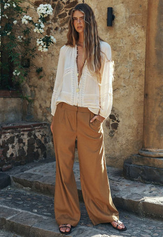London Pleated Pants - Tan