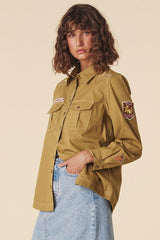Foxglove Embroidered Shirt, Olive