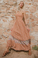 Sienna strappy maxi dress, clay