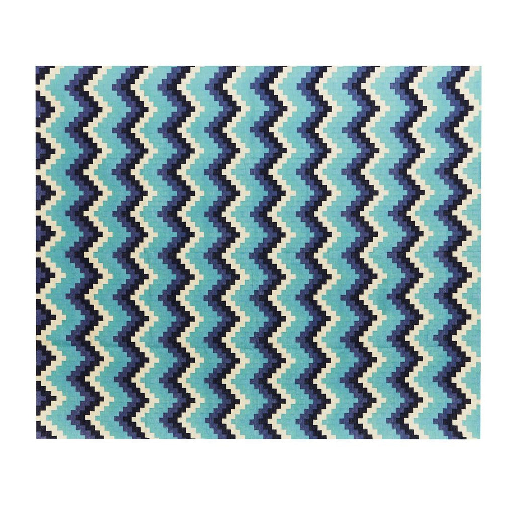 cotton dhurrie - pixel chevron blue